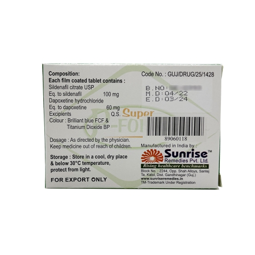 Extra Super P-Force (Силденафил + Дапоксетин / Sildenafil + Dapoxetine) (4 Tab) Sunrise Remedies Pvt. Ltd